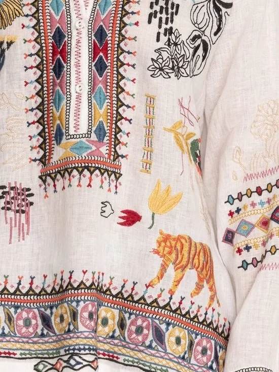 Johnny Was Biya heavily embroidered Sami blouse NWT RARE - Picture 4 of 12